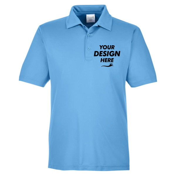 Team 365 Men's Zone Performance Polo, Sport Light Blue, Front view, Mockup
