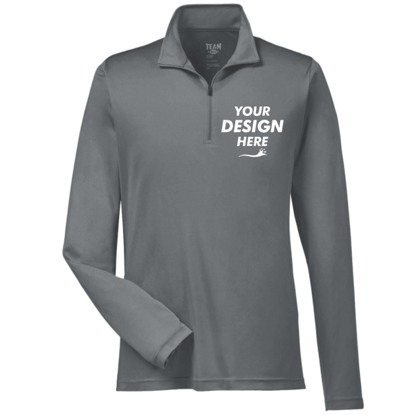 Team 365 Men's Zone Performance Quarter-Zip Pullover, Sport Graphite, Front view, Mockup