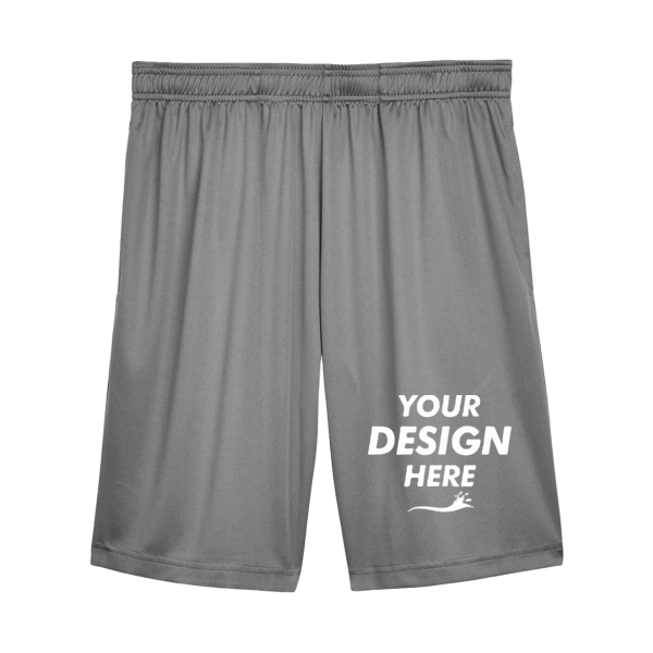 Team 365 Men's Zone Performance Shorts, Sport Graphite, Front view, Mockup