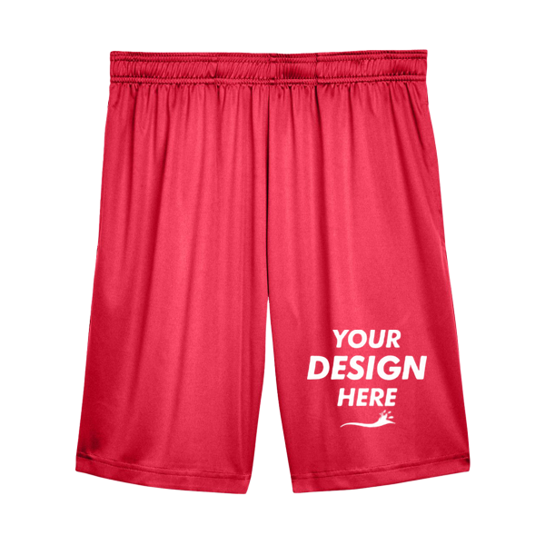 Team 365 Men's Zone Performance Shorts, Sport Red, Front view, Mockup
