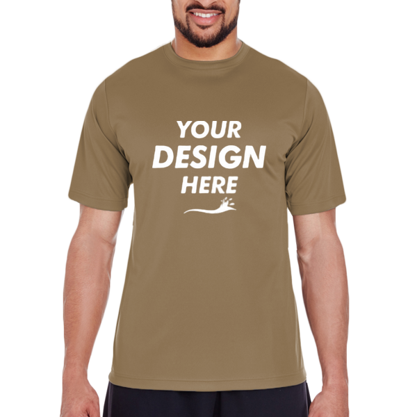 Team 365 Men's Zone Performance T-Shirt, Coyote Brown, Front view, Mockup
