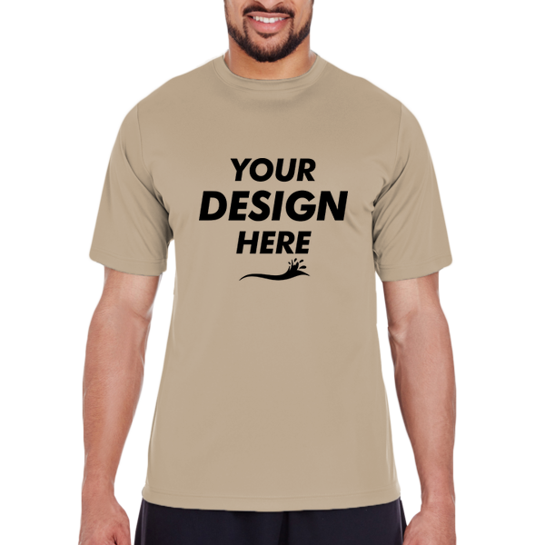 Team 365 Men's Zone Performance T-Shirt, Desert Khaki, Front view, Mockup