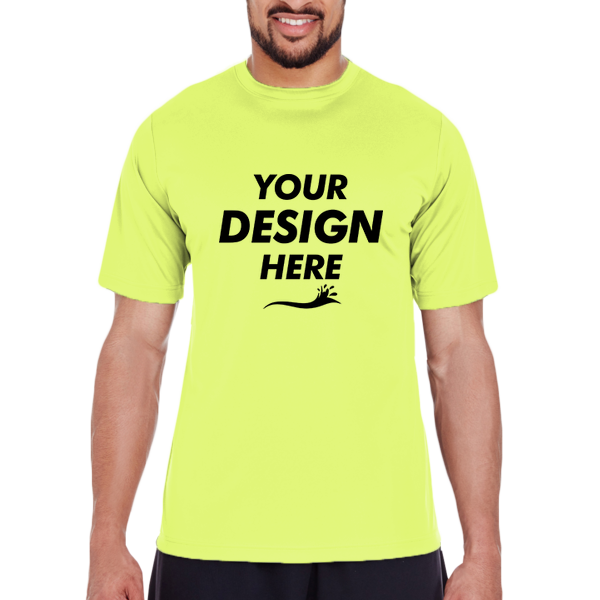 Team 365 Men's Zone Performance T-Shirt, Safety Yellow, Front view, Mockup