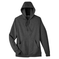 Team 365 Unisex Zone HydroSport™ Heavyweight Full-Zip Hooded Sweatshirt, Dark Grey Heather, Front view