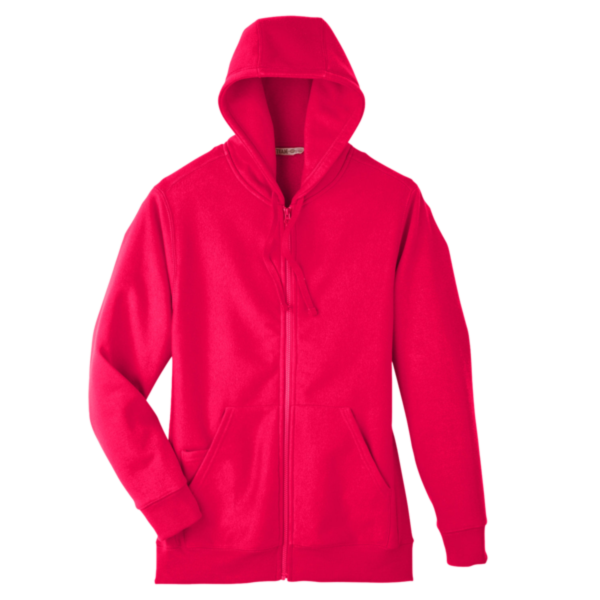 Team 365 Unisex Zone HydroSport™ Heavyweight Full-Zip Hooded Sweatshirt, Sport Red, Front view