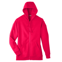 Team 365 Unisex Zone HydroSport™ Heavyweight Full-Zip Hooded Sweatshirt, Sport Red, Front view