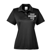Team 365 Women's Zone Performance Polo, Black, Front view, Mockup