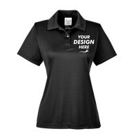 Team 365 Women's Zone Performance Polo, Black, Front view, Mockup
