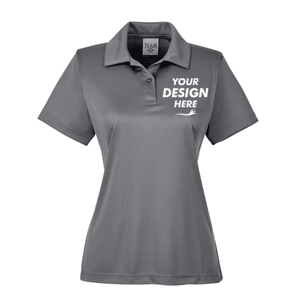 Team 365 Women's Zone Performance Polo, Sport Graphite, Front view, Mockup