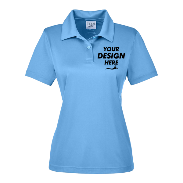 Team 365 Women's Zone Performance Polo, Sport Light Blue, Front view, Mockup
