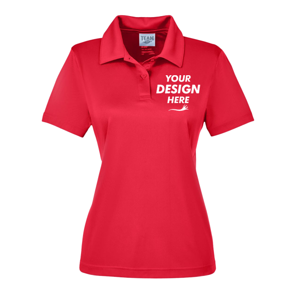 Team 365 Women's Zone Performance Polo, Sport Red, Front view, Mockup
