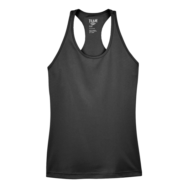 Team 365 Women's Zone Performance Racerback Tank, Black, Front view