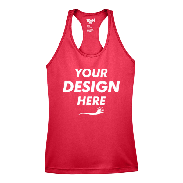 Team 365 Women's Zone Performance Racerback Tank, Sport Red, Front view, Mockup