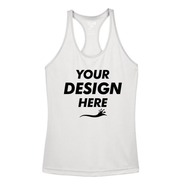 Team 365 Women's Zone Performance Racerback Tank, Sport Silver, Front view, Mockup