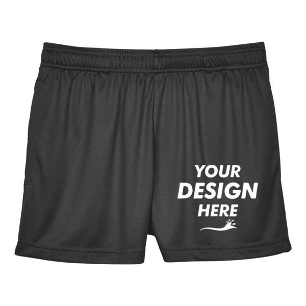 Team 365 Women's Zone Performance Shorts, Black, Front view, Mockup