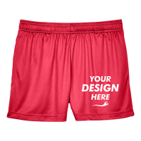 Team 365 Women's Zone Performance Shorts, Sport Red, Front view, Mockup