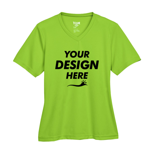 Team 365 Women's Zone Performance T-Shirt, Acid Green, Front view, Mockup
