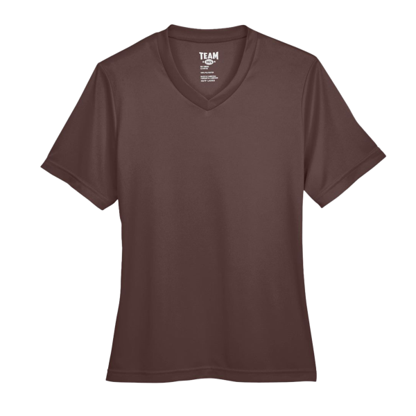 Team 365 Women's Zone Performance T-Shirt, Sport Dark Brown, Front view