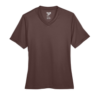 Team 365 Women's Zone Performance T-Shirt, Sport Dark Brown, Front view