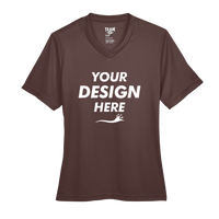 Team 365 Women's Zone Performance T-Shirt, Sport Dark Brown, Front view, Mockup