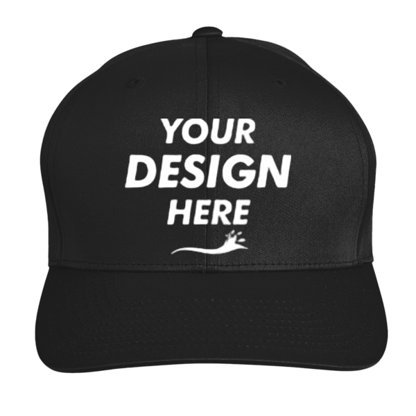 Team 365 Youth Zone Performance Cap by Yupoong®, Black, Front view, Mockup