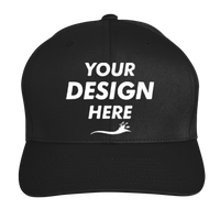 Team 365 Youth Zone Performance Cap by Yupoong®, Black, Front view, Mockup