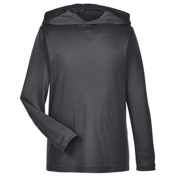 Team 365 Youth Zone Performance Hooded T-Shirt, Black, Front view