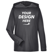 Team 365 Youth Zone Performance Hooded T-Shirt, Black, Front view, Mockup