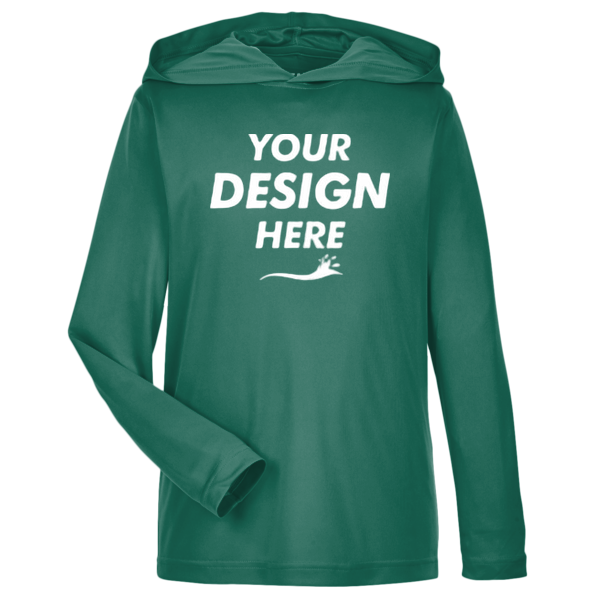 Team 365 Youth Zone Performance Hooded T-Shirt, Sport Forest, Front view, Mockup