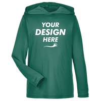 Team 365 Youth Zone Performance Hooded T-Shirt, Sport Forest, Front view, Mockup