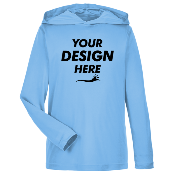 Team 365 Youth Zone Performance Hooded T-Shirt, Sport Light Blue, Front view, Mockup