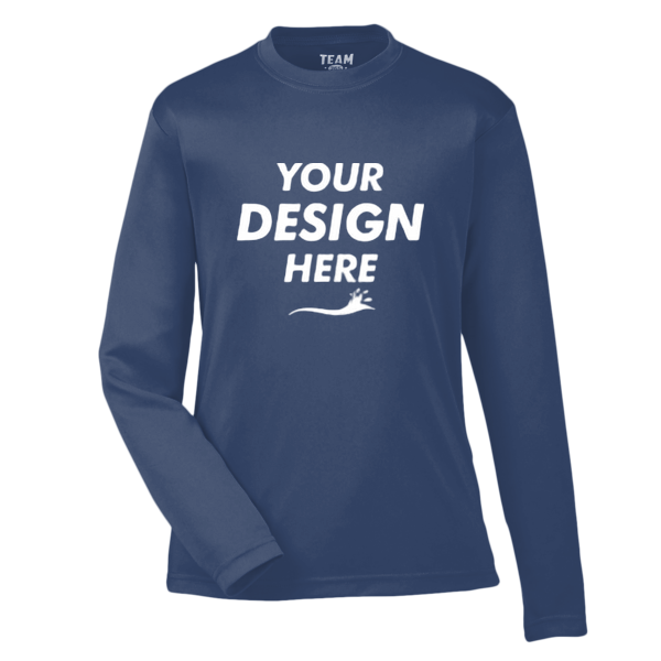 Team 365 Youth Zone Performance Long Sleeve T-Shirt, Sport Dark Navy, Front view, Mockup