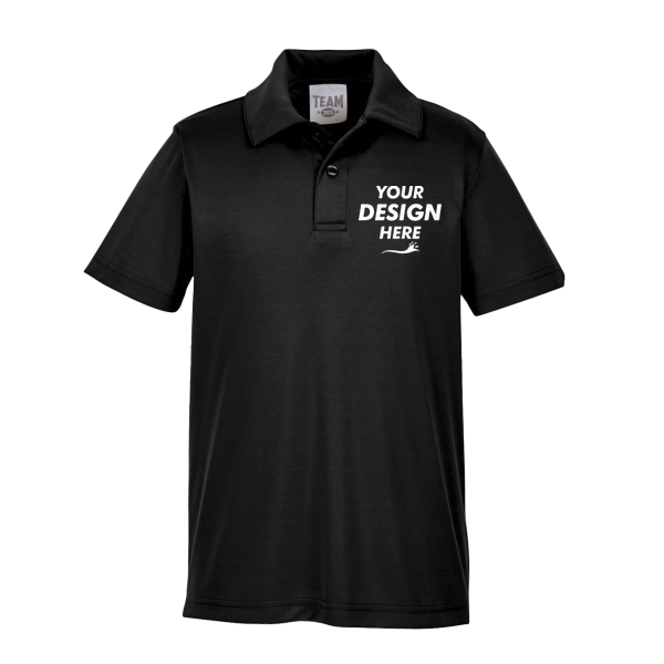 Team 365 Youth Zone Performance Polo, Black, Front view, Mockup