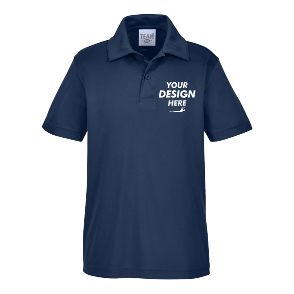 Team 365 Youth Zone Performance Polo, Sport Dark Navy, Front view, Mockup