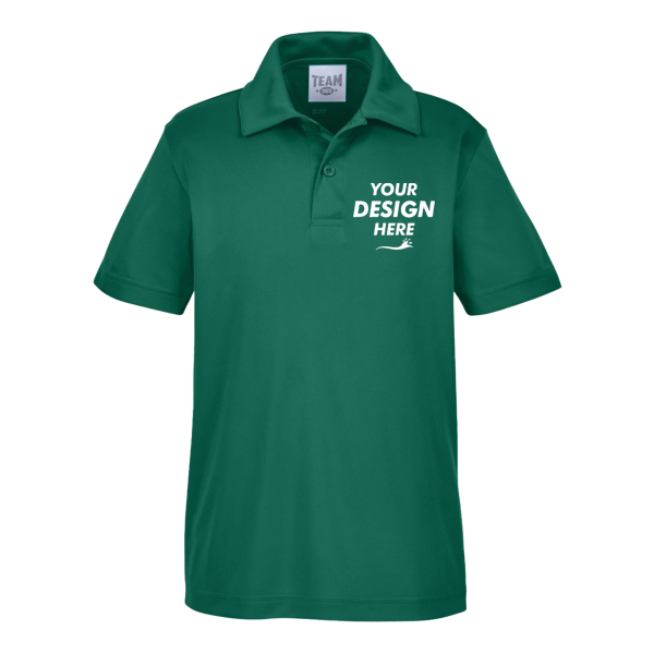 Team 365 Youth Zone Performance Polo, Sport Forest, Front view, Mockup