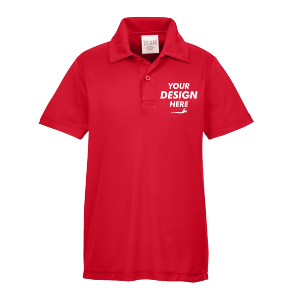Team 365 Youth Zone Performance Polo, Sport Red, Front view, Mockup
