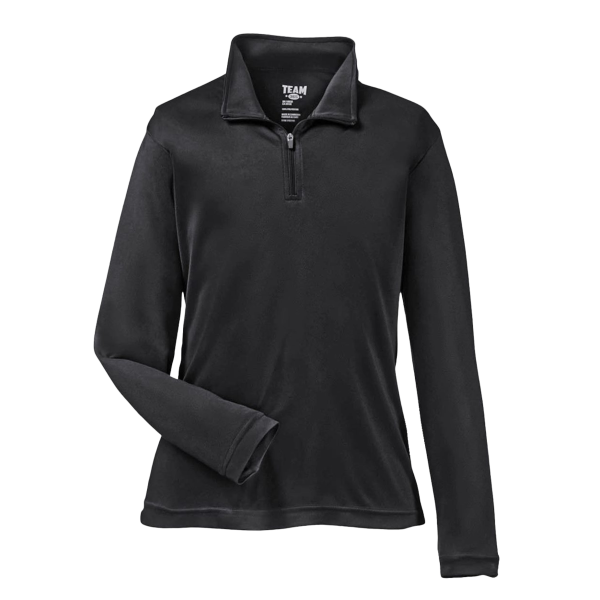 Team 365 Youth Zone Performance Quarter-Zip Pullover, Black, Front view