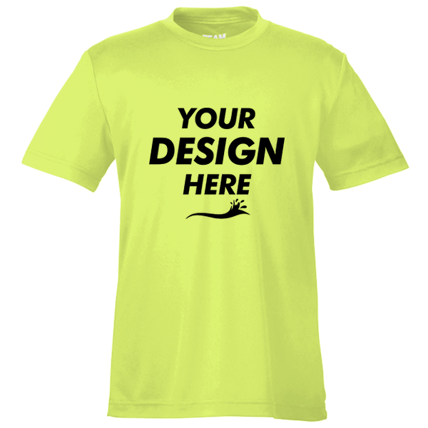 Team 365 Youth Zone Performance T-Shirt, Safety Yellow, Front view, Mockup
