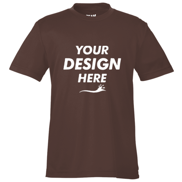 Team 365 Youth Zone Performance T-Shirt, Sport Dark Brown, Front view, Mockup