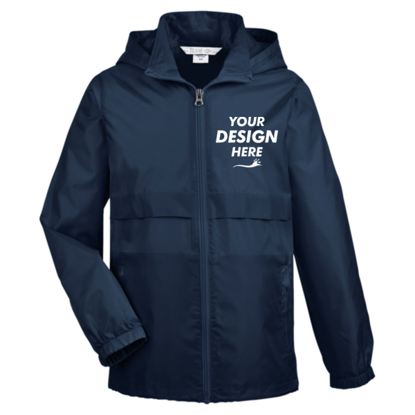 Team 365 Youth Zone Protect Lightweight Jacket, Sport Dark Navy, Front view, Mockup