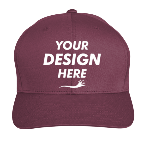 Team 365 Zone Performance Cap by Yupoong®, Sport Maroon, Front view, Mockup