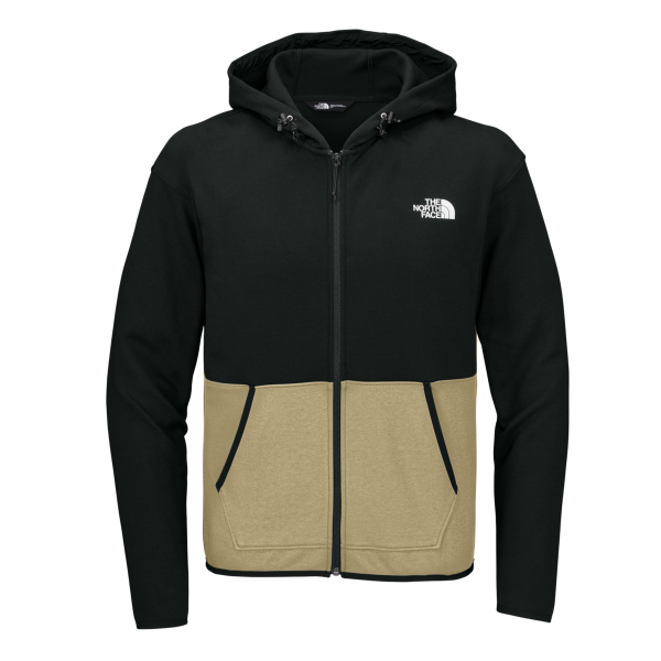 The North Face Double Knit Full Zip Hoodie, Khaki Stone / Tnf Black, Front view