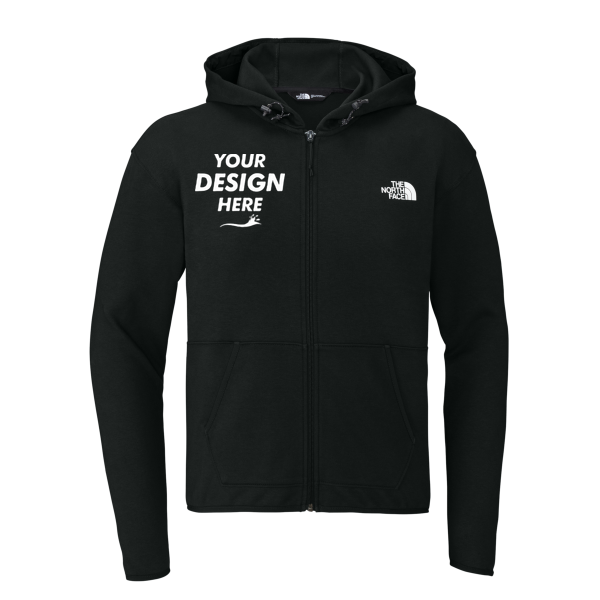 The North Face Double Knit Full Zip Hoodie, Tnf Black / Tnf Black, Front view, Mockup
