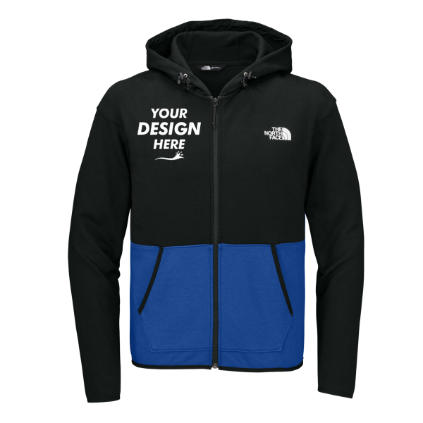 The North Face Double Knit Full Zip Hoodie, Tnf Blue / Tnf Black, Front view, Mockup