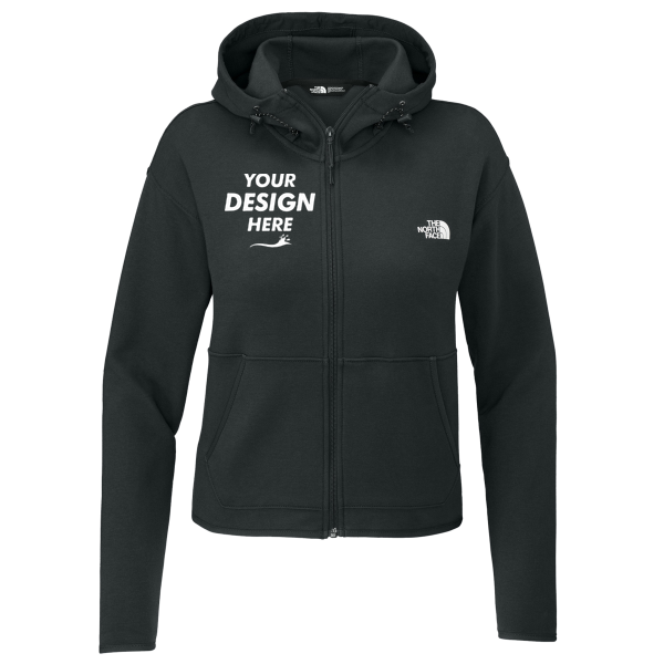 The North Face Women's Double Knit Full Zip Hoodie, Asphalt Grey / Asphalt Grey, Front view, Mockup