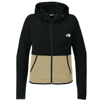 The North Face Women's Double Knit Full Zip Hoodie, Khaki Stone / Tnf Black, Front view