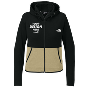 The North Face Women's Double Knit Full Zip Hoodie, Khaki Stone / Tnf Black, Front view, Mockup