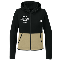 The North Face Women's Double Knit Full Zip Hoodie, Khaki Stone / Tnf Black, Front view, Mockup