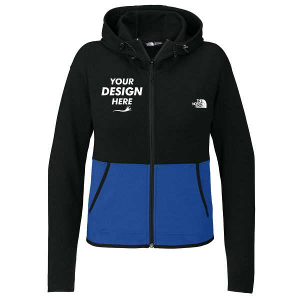The North Face Women's Double Knit Full Zip Hoodie, Tnf Blue / Tnf Black, Front view, Mockup