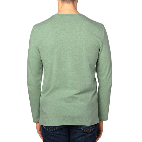 Threadfast Apparel Unisex Ultimate CVC Long Sleeve T-Shirt, Army Heather, Back view